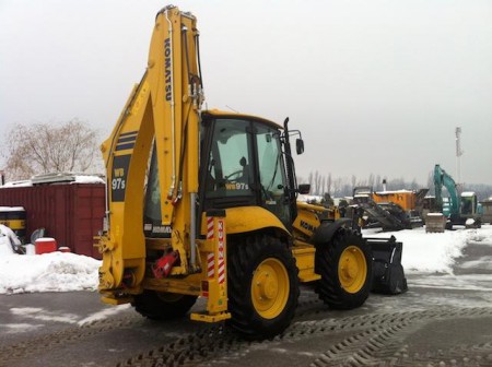 Komatsu WB97S-5E0, 2012 year, 115 HS, Komatsu Engine, Extendahoe, 4 in 1 bucket, Forks, Hydraulic circuit for hammer , Hydraulic circuit for ditch cleaning bucket, 900 mm bucket, 1500 mm hydr. ditch cleaning bucket, CE declaration, 65000 Euro.